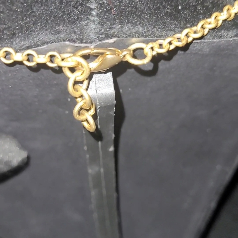 VICTORIAN GENUINE RUBY  IN BRASS/ GOLDTONE CHAIN NECKLACE - Picture 7 of 9